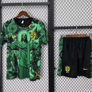 Camiseta especial verde del Cristo Redentor para niños de Brasil 2025
