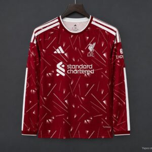 Camiseta de manga larga del Liverpool, roja con estampado triangular, temporada 26/27.