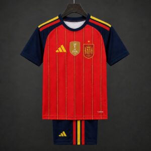 Camiseta de local de España para niños de 2 estrellas 2026 con parche de Champion