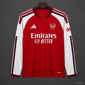 Camiseta de local de manga larga roja con blanco del Arsenal 26/27