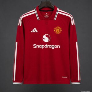 Camiseta de manga larga roja con rayas blancas del Manchester United (temporada 26/27)