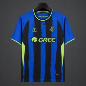 Camiseta de la tercera equipación del Real Betis, azul con rayas negras, temporada 26/27. (copia)
