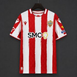 26/27 Camiseta local UD Almería Brush Stripes roja y blanca